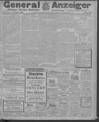 Münchner neueste Nachrichten Dienstag 14. August 1894