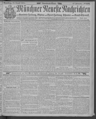 Münchner neueste Nachrichten Samstag 18. August 1894