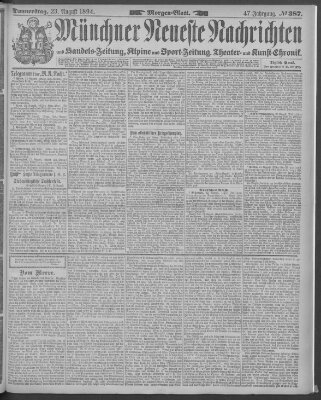 Münchner neueste Nachrichten Donnerstag 23. August 1894