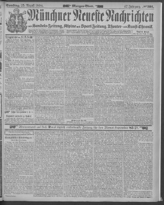 Münchner neueste Nachrichten Samstag 25. August 1894