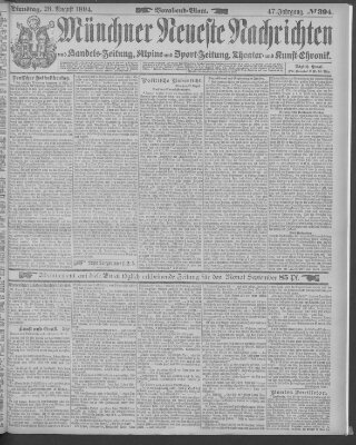 Münchner neueste Nachrichten Dienstag 28. August 1894