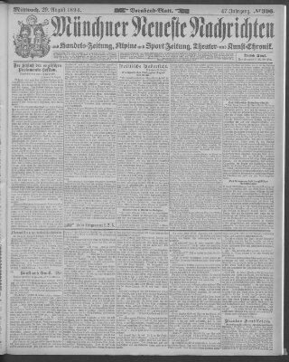 Münchner neueste Nachrichten Mittwoch 29. August 1894