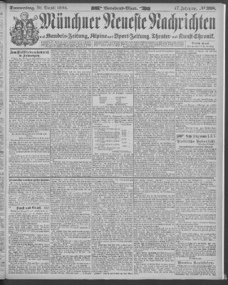 Münchner neueste Nachrichten Donnerstag 30. August 1894