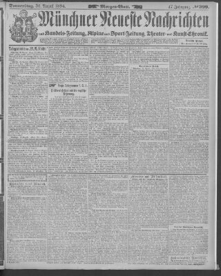 Münchner neueste Nachrichten Donnerstag 30. August 1894