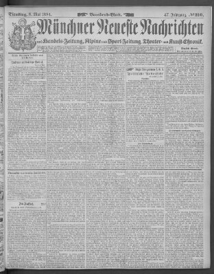 Münchner neueste Nachrichten Dienstag 8. Mai 1894