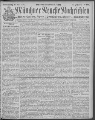 Münchner neueste Nachrichten Donnerstag 10. Mai 1894