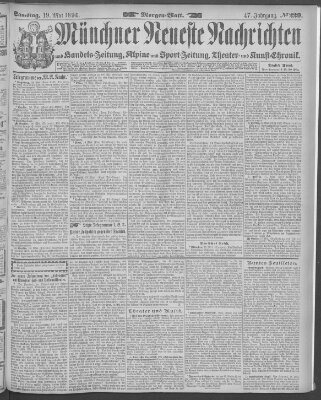 Münchner neueste Nachrichten Samstag 19. Mai 1894