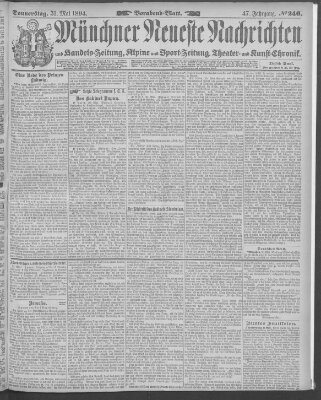 Münchner neueste Nachrichten Donnerstag 31. Mai 1894