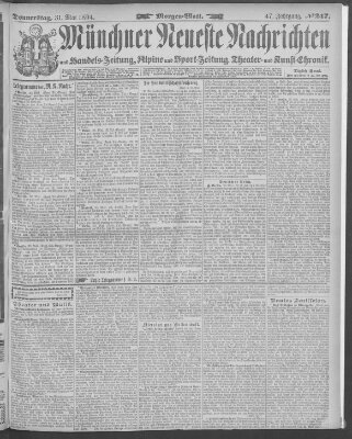 Münchner neueste Nachrichten Donnerstag 31. Mai 1894