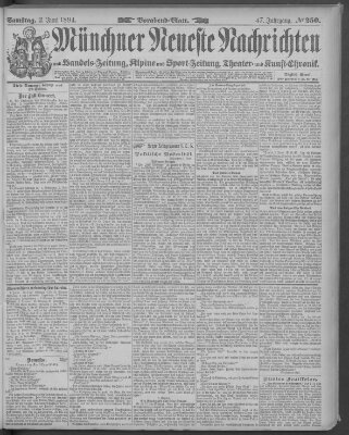 Münchner neueste Nachrichten Samstag 2. Juni 1894