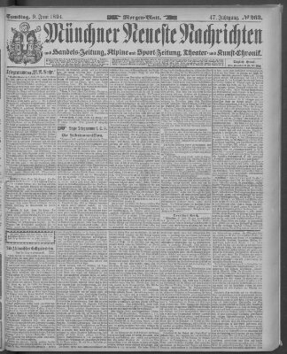 Münchner neueste Nachrichten Samstag 9. Juni 1894