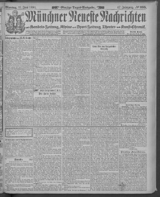 Münchner neueste Nachrichten Montag 11. Juni 1894