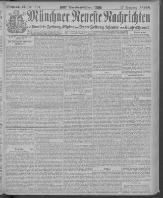 Münchner neueste Nachrichten Mittwoch 13. Juni 1894