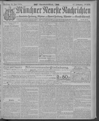 Münchner neueste Nachrichten Freitag 15. Juni 1894