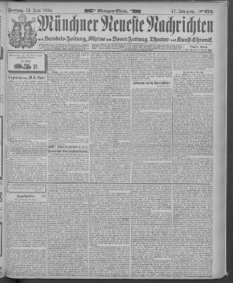 Münchner neueste Nachrichten Freitag 15. Juni 1894