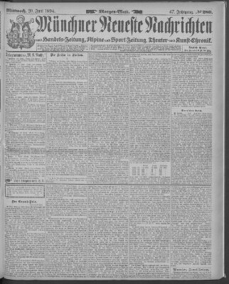 Münchner neueste Nachrichten Mittwoch 20. Juni 1894