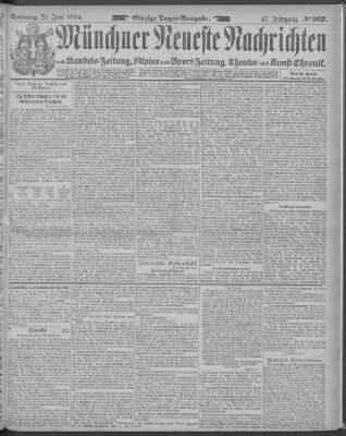 Münchner neueste Nachrichten Sonntag 24. Juni 1894