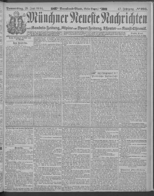 Münchner neueste Nachrichten Donnerstag 28. Juni 1894