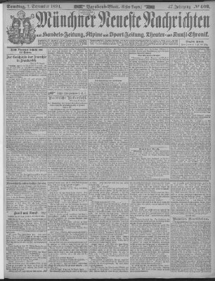 Münchner neueste Nachrichten Samstag 1. September 1894