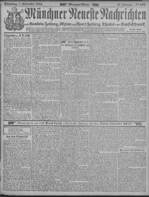 Münchner neueste Nachrichten Dienstag 4. September 1894