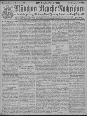 Münchner neueste Nachrichten Donnerstag 6. September 1894