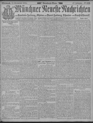 Münchner neueste Nachrichten Mittwoch 12. September 1894