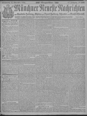 Münchner neueste Nachrichten Mittwoch 12. September 1894