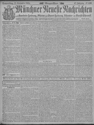 Münchner neueste Nachrichten Donnerstag 13. September 1894