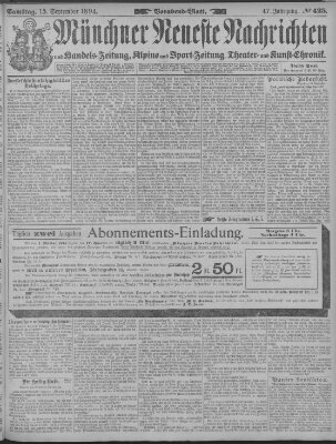 Münchner neueste Nachrichten Samstag 15. September 1894