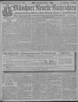 Münchner neueste Nachrichten Donnerstag 20. September 1894