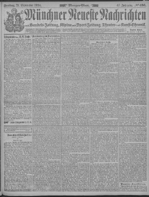 Münchner neueste Nachrichten Freitag 21. September 1894