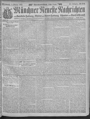 Münchner neueste Nachrichten Mittwoch 5. Oktober 1892