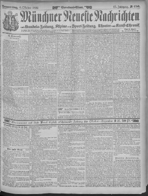 Münchner neueste Nachrichten Donnerstag 6. Oktober 1892