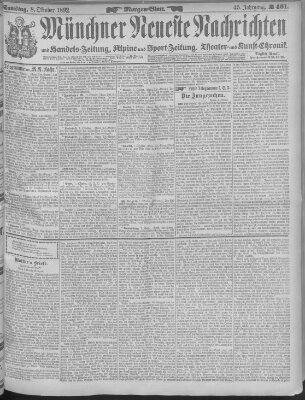 Münchner neueste Nachrichten Samstag 8. Oktober 1892