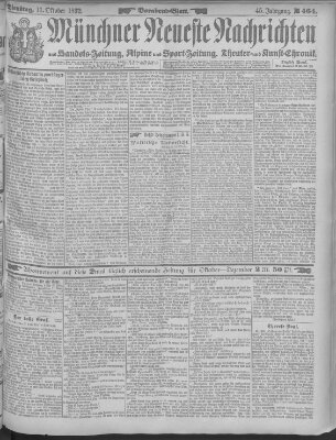 Münchner neueste Nachrichten Dienstag 11. Oktober 1892