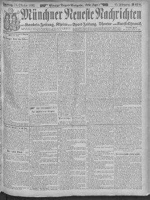 Münchner neueste Nachrichten Sonntag 16. Oktober 1892