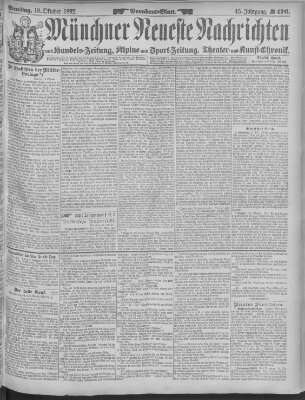 Münchner neueste Nachrichten Dienstag 18. Oktober 1892