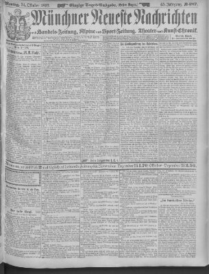 Münchner neueste Nachrichten Montag 24. Oktober 1892