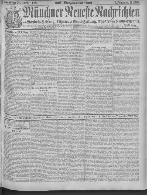 Münchner neueste Nachrichten Dienstag 25. Oktober 1892