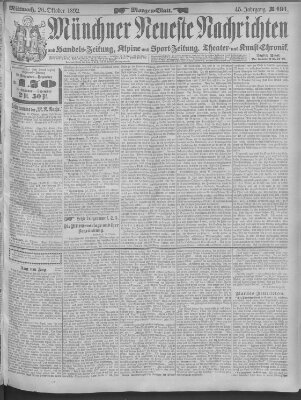 Münchner neueste Nachrichten Mittwoch 26. Oktober 1892