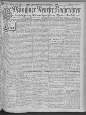 Münchner neueste Nachrichten Mittwoch 9. November 1892