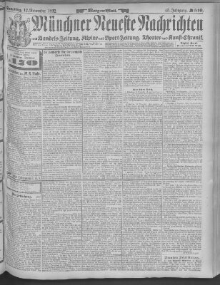 Münchner neueste Nachrichten Samstag 12. November 1892