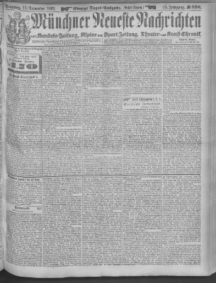 Münchner neueste Nachrichten Sonntag 13. November 1892