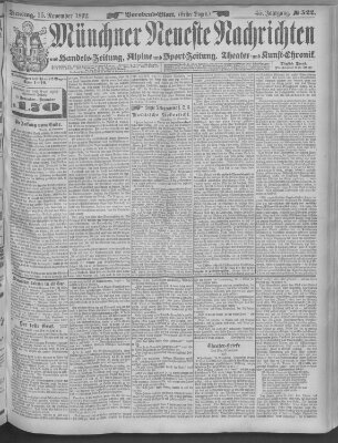 Münchner neueste Nachrichten Dienstag 15. November 1892