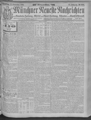 Münchner neueste Nachrichten Dienstag 15. November 1892