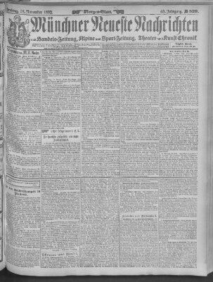 Münchner neueste Nachrichten Freitag 18. November 1892