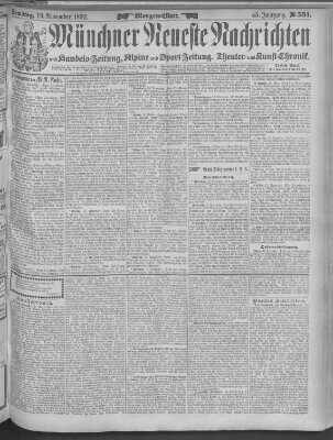 Münchner neueste Nachrichten Samstag 19. November 1892