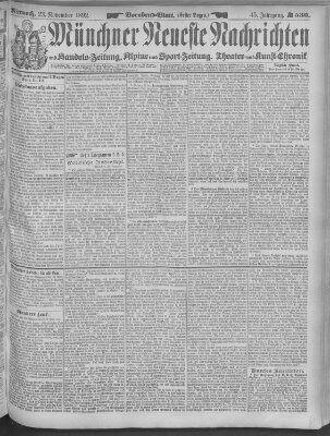 Münchner neueste Nachrichten Mittwoch 23. November 1892