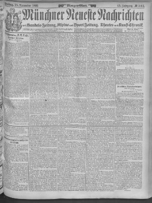 Münchner neueste Nachrichten Freitag 25. November 1892