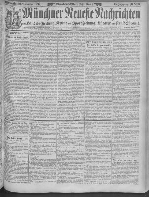 Münchner neueste Nachrichten Mittwoch 30. November 1892